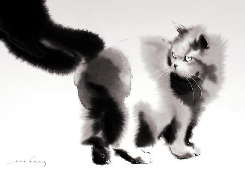 Soo Beng Lim (Malaysian, b. Malaysia, based Bella Vista, NSW, Australia) - Kitty Gaze  Drawings: Ink