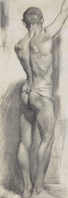 Hugh Ramsay - Standing male nude, back view.