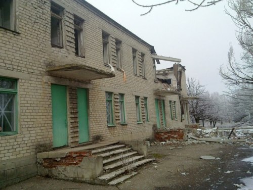 After the shelling on 13th February.Svetlodarsk, Donetsk region. 2015.