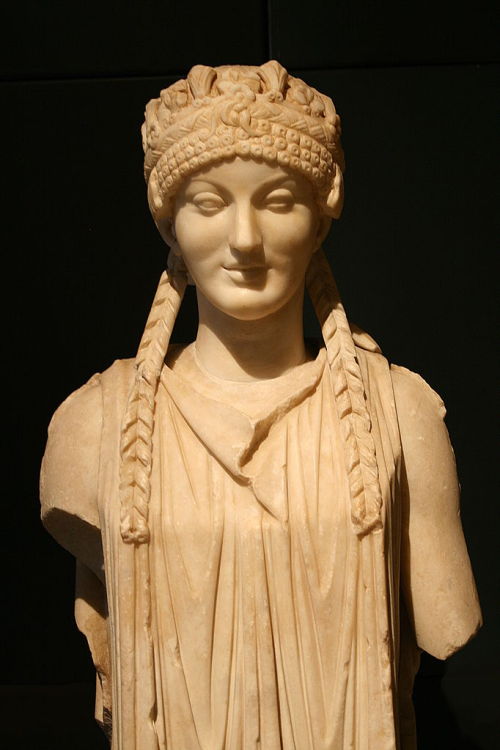 jeannepompadour:Herm of a Caryatid Pentelic marble Sculptured in a refined Archaistic-style, Augusta