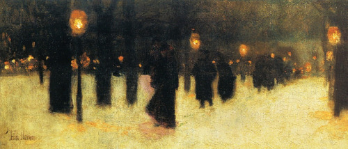 Across The Common On A Winter Evening (1885) By Childe Hassam