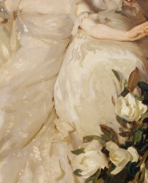 marieantoinete:The Wyndham Sisters Lady Elcho, Mrs. Adeane, and Mrs. Tennant, detail, by John Singer