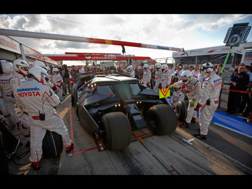 2008 Toyota TF108 and Dark Knight Batmobile - Pit Stop 6.Image Credits - ToyotaMore about batman her