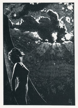 magictransistor:  Virgil Finlay. Illustrations for The City of the Dead, The Shadowy Third, The Angry Street, The Triggered Dimension, The Mad Planet, Full Moon, And Not in Peace, Being and The Moon Pool. 1946-1954. 