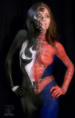 nerdybodypaint:  Spiderman/venom bodypaint