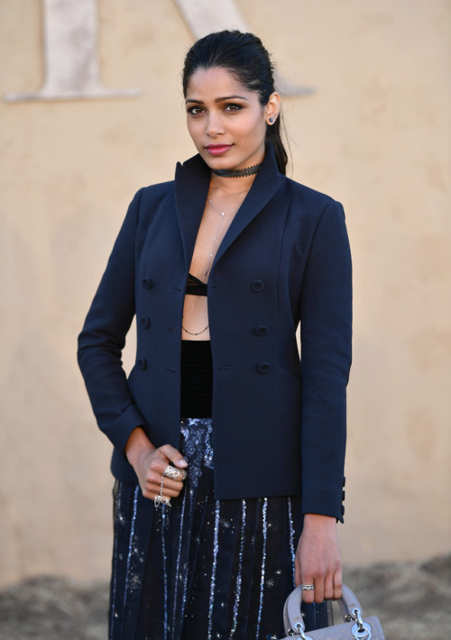 Freida Pinto attends the Christian Dior Cruise 2018 Runway Show at the Upper Las Virgenes Canyon Ope