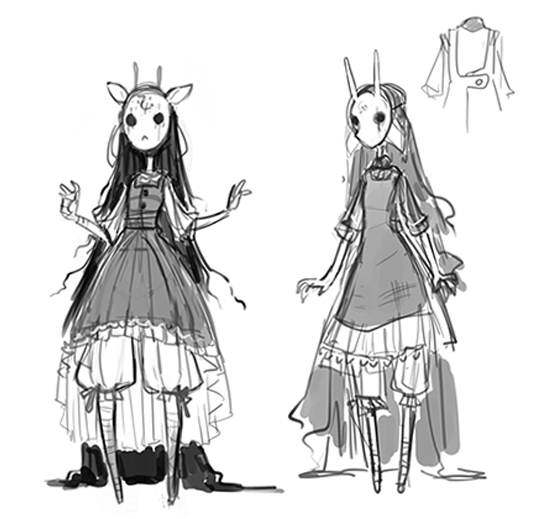 missusruin:Some of the ideation sketches/paintings for the ruinfolk dolls.