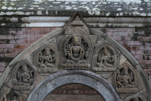 Temple lintel with Chamunda and others Goddess, Nepal