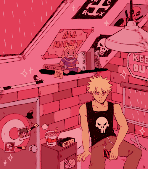 basstual:didn’t get to see tsuyu and bakugo’s rooms so i drew them ･ﾟ☆