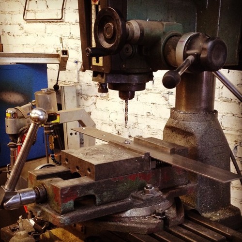 On the mill prepping the metal for the next wood and steel painting. #woodandsteel