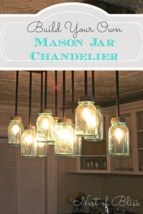 (via Mason Jar Chandelier - Nest of Bliss) Side note: I’m obsessed with mason jars and I will be mak