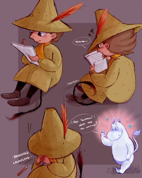 virune: snufkin tries to write a love letter (i’m still learning how to draw them but,, i love