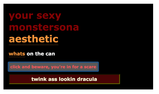 trashfirefallon:  the-feeling-is-mutual: dreadful-puns-and-finger-guns:  lukesjournal:  wizardscience: use my generator and find out your sexy monstersona, babes    uh