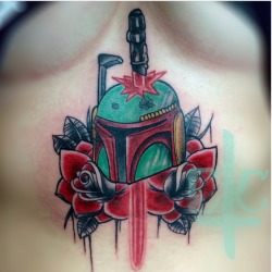 lostsoultattoos:  Under boob Boba Fett on @suchhvodka  Done at the Atlanta Tattoo Convention back in June for Psycho Tattoo in Marietta, Georgia  Follow my Instagram: erickcampion 