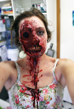 scparris:  creepy-needles:  thenatureofthewomb:  tumblino:  johngaltsballs:  historyisntbunk:  Wow  I usually don’t reblog this sort of thing but this makeup job is fantastic.  holy shit  that is absolutely terrifying GOOD JOB SERIOUSLY  She deserves