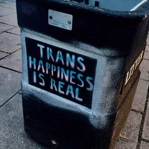 ‘Trans Happiness is Real’ Stencils seen around Oxford, UK