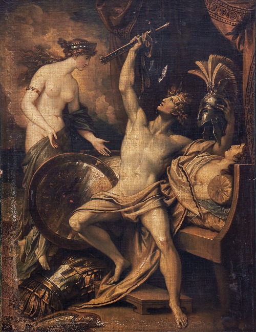 hildegardavon:   Benjamin West, 1738-1820     Thetis bringing the armour to Achilles, 1804, oil on relined canvas, 68,5x51,5 cm   Private Collection 