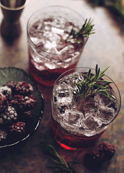 butteryplanet:  gin soda sweet berry syrup blackberries rosemary 