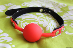 bdsmgeekshop:Red Silicone Ball Gag with Lockable Leather Strap