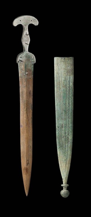 Bronze short sword and scabbard, Italic, 9th century BC.from Museum of Fine Arts Boston