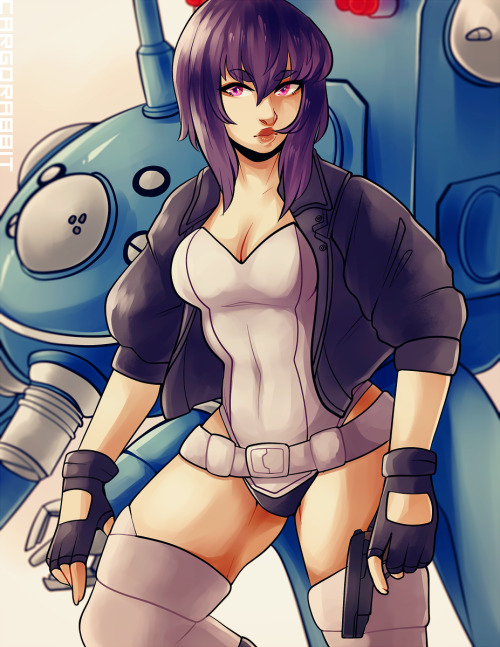 cargorabbit:  Finished my Motoko + Tachikoma fanart! I’m just going to pretend this new GitS movie doesn’t exist. :^)   Major~ <3