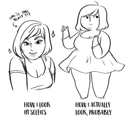 silly-slacker-person:  mayakern:  i drew a thing people are so weird looking. especially me? and the mirror version of myself that is the only me i can see.  Can this be the new artist meme? 