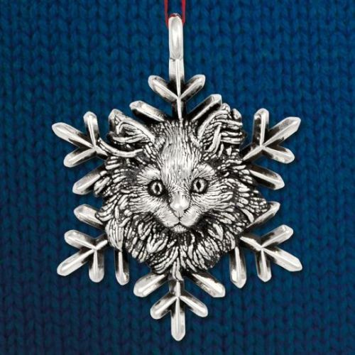 treasures-and-beauty: Cat of Mine Kitten Face Snowflake Sterling Ornament 