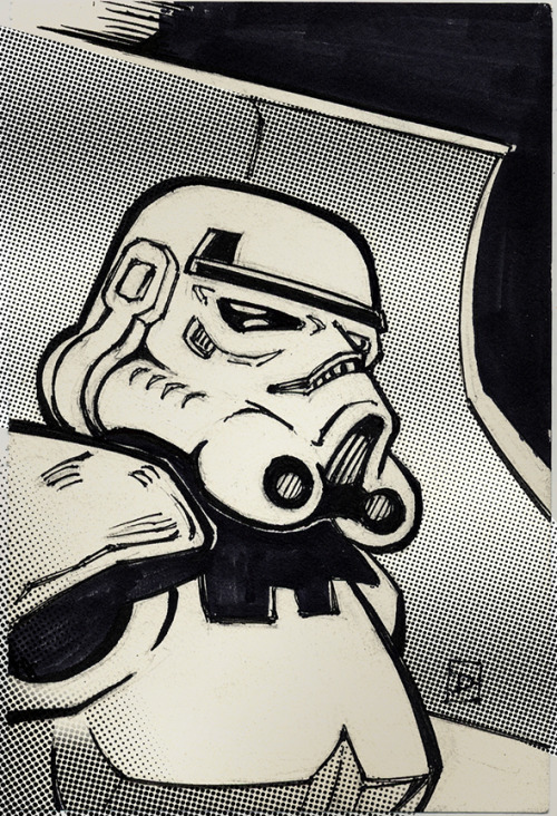 Stormtrooper, sketch, 70s style, inspired by Carmine Infantino.