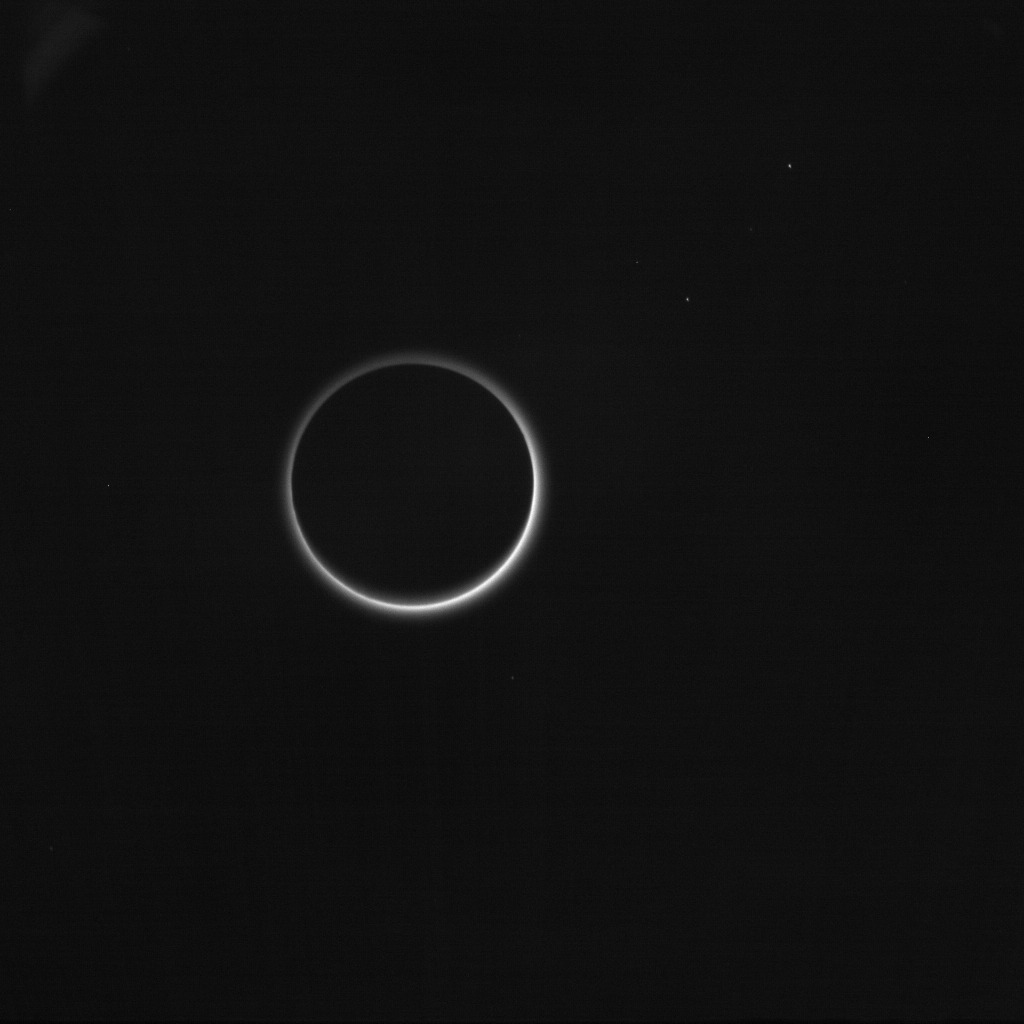 spaceexp:  An image of the dark side of Pluto taken by New Horizons. via reddit