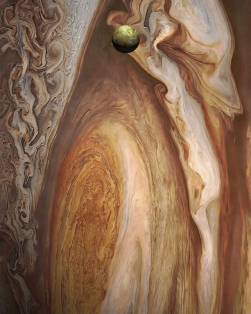 photos-of-space:Jupiter and its fifth moon, Io. Credit: NASA