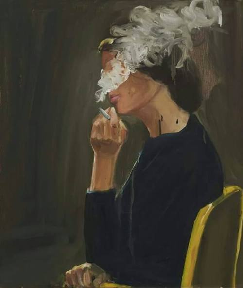 Smoke  -   Anna Bjerger , Swedish,b.1973-oil on aluminium , 70 x 80 cm.