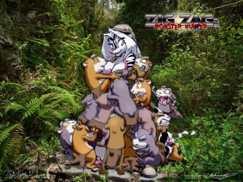 furafterdark:  New free sample image from http://furafterdark.com ‘s “Monster Hu (mp) er” series. Zig Zag vs. the pygmies of Guinea (geddit?)  so many to handle xD