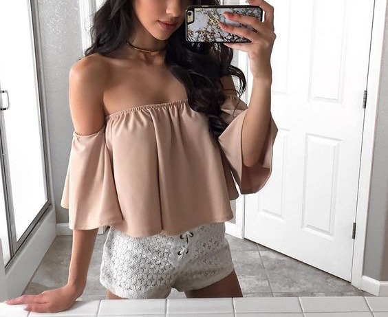 venue-style:  Off shoulder blouse Short  