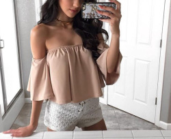 Venue-Style:  Off Shoulder Blouse Short  