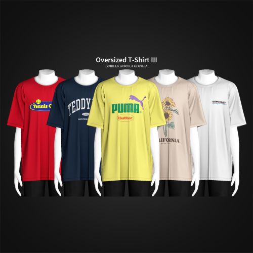 Oversized T-Shirt III is released publicly!TopNew MeshAll LOD’sShadow MapNormal Map30 SwatchesHQ Com