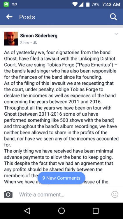 Simon’s statement about the situation of the band Ghost. In my heart, I can no longer support “Ghost