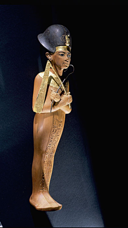 egypt-museum:Ushabti of TutankhamunThe ushabti, or funerary, figures were intended to perform work i