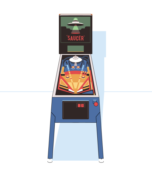 Work is hard so I cheered myself up by drawing a pinball machine.