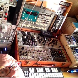 synthesizerpics:  Synthesizer Videos - Vintage Synthesizer And Contemporary Synths At Work One of my favorite musician /Dj @dtauvdiodr  looking forward to making new music with him in 2015 ! yes he builds his equipment ! Synth Master #synthesizer #synth