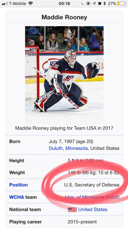 lol @maddie_rooney35: secretary of defense #olympics @usahockey