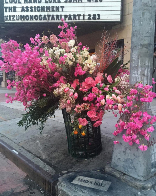escapekit:  Bin Bouquets Floral designer Lewis Miller turns empty garbage cans in New York into volu