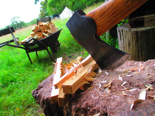 ru-titley-knives:  Getting ready for the evening camp fire with the GB SFA and larch feather sticks . Pics taken by my lovely wife http://coppermoonflower.tumblr.com thanks Love .