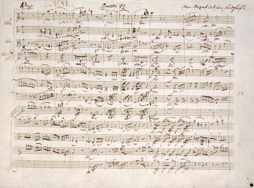 barcarole: Manuscript of Mozart’s String Quartet No. 19 in C Major, K. 465 (“Disson