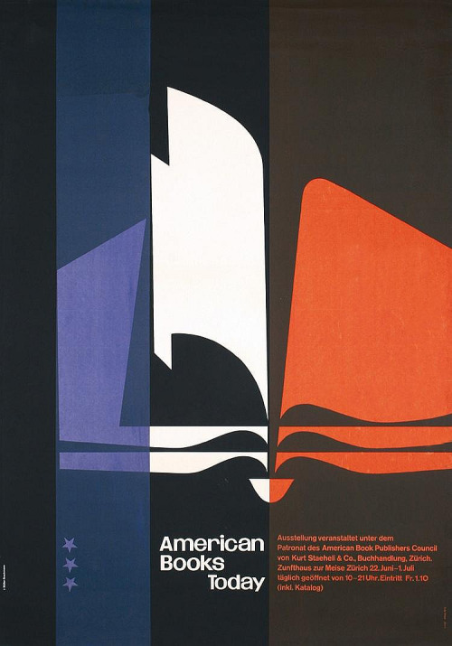 Josef Müller-Brockmann, exhibition poster for American Books Today, 1954. Zürich, Switzerland. Sourc