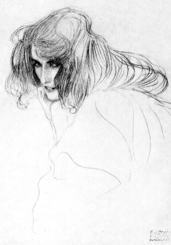 unhistorical:  Study of a woman’s head in three-quarter profile (Study for Unchastity in the “Beethoven Frieze”) (1902) - Gustav Klimt 