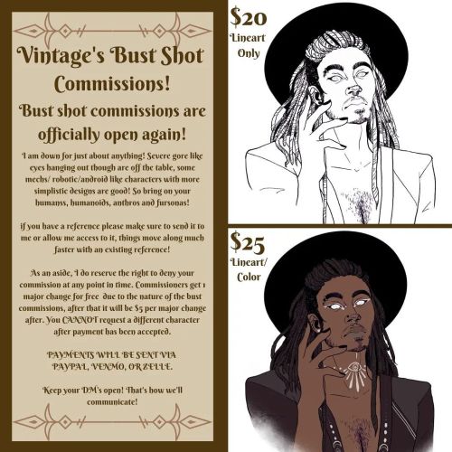 Bust Shot Commissions are open again!! . The ren faire fund was a huge success, so now I&rsquo;m