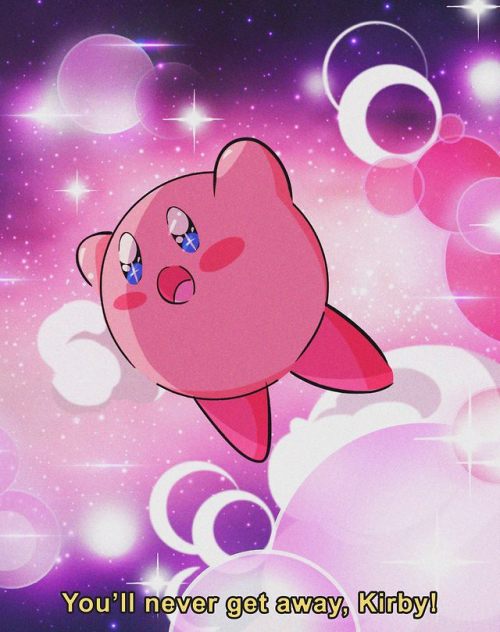 stephaniepriscillart:“You’ll never get away, Kirby!” drew kirby in a 90s anime style &lt;3