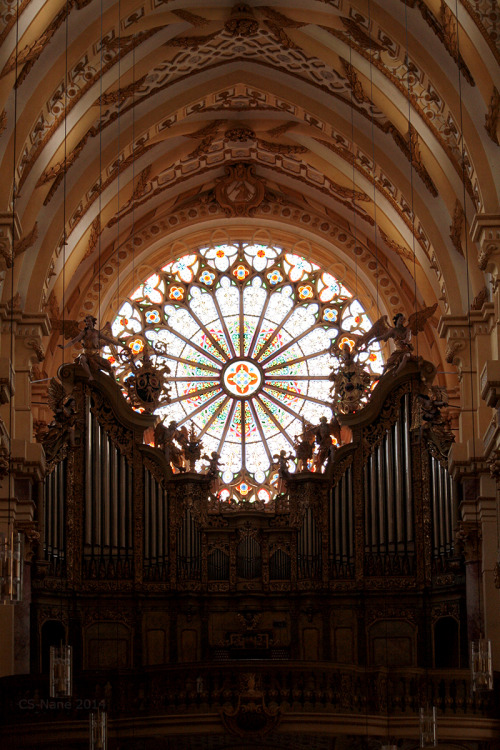 sainted-places:  gotische Fensterrose/Rose Window, Klosterkirche Ebrach/Monastery church Ebrach, (Klosterkirche heute: Pfarrkirche), Ebrach in Oberfranken/ Ebrach in Upper Franconia. (July 2014) (former Cistercian monastery with romanesque and gothic