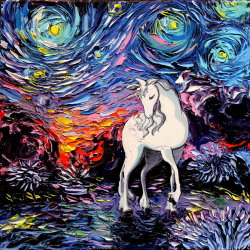 knightofleo:  Aja Apa-Soura | The Last Unicorn meets Van Goghregretvan gogh never saw the last   more by Aja Apa-Soura   