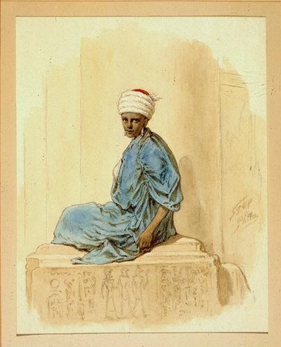 Louis Pierre Gabriel Bernard Morel-Retz (1825-1899)Jeune Arabe sur un socle égyptien
